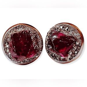 Natural Raw Ruby Stud Earrings